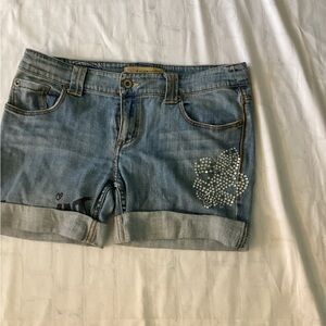 Z. Cavaricci Blue Jean Shorts with Rhinestone Detail